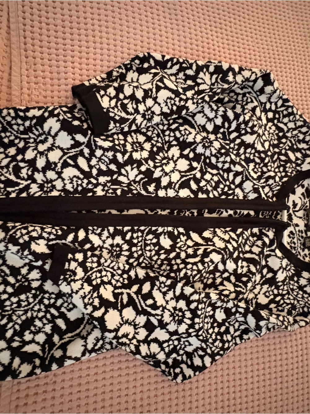 Collection B Black and White Floral Knit Jacket